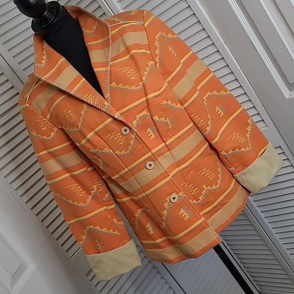 Coldwater Creek Aztec Southwestern Pattern Orange Jacket - Picture 1 of 9